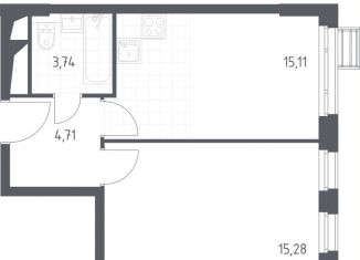 1-комнатная квартира на продажу, 38.8 м2, Московская область, жилой комплекс Спутник, к13
