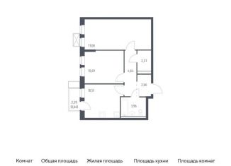 Продается двухкомнатная квартира, 52.6 м2, Московская область