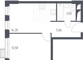 Однокомнатная квартира на продажу, 35.5 м2, Московская область, жилой комплекс Спутник, к14