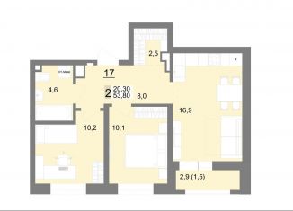 Продаю 2-ком. квартиру, 53.8 м2, Екатеринбург, метро Площадь 1905 года