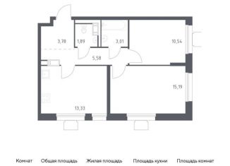 Продаю двухкомнатную квартиру, 53.3 м2, посёлок Мирный, жилой комплекс Томилино Парк, к5.4