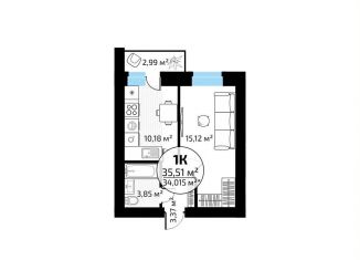 Продам 1-комнатную квартиру, 35.5 м2, Самара, метро Юнгородок