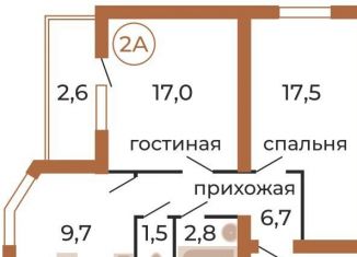 Продаю двухкомнатную квартиру, 59.6 м2, село Богословка, Лазурная улица, 1