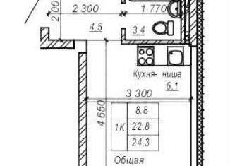 Продаю квартиру студию, 24.3 м2, Новосибирск, улица Зорге, 277