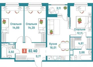 Продается 3-комнатная квартира, 82.4 м2, Ленинградская область