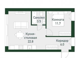 Продаю 1-комнатную квартиру, 43.1 м2, Челябинская область, Спортивная улица, 20