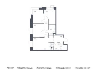 Продается трехкомнатная квартира, 68.7 м2, поселение Мосрентген, многофункциональный комплекс Тропарево Парк, к2.2