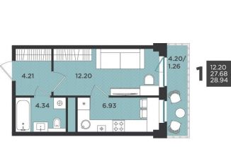 Продам 1-ком. квартиру, 28.9 м2, деревня Касимово