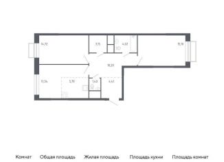 Продается 2-ком. квартира, 70.1 м2, Балашиха, жилой квартал Новоград Павлино, к6