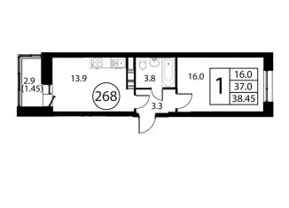 Однокомнатная квартира на продажу, 38.5 м2, Московская область