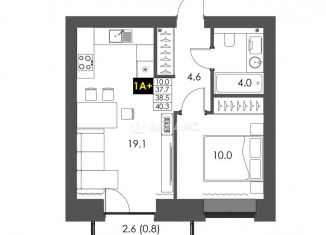 1-комнатная квартира на продажу, 38.5 м2, Вологодская область, Западная улица, 9