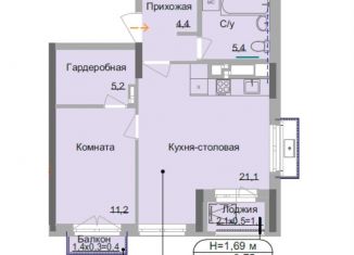 Продается двухкомнатная квартира, 50.8 м2, Удмуртия, улица имени В.С. Тарасова, 7