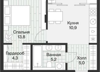 Продам 1-комнатную квартиру, 52 м2, Тюмень, Калининский округ