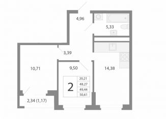 2-комнатная квартира на продажу, 49.4 м2, Свердловская область