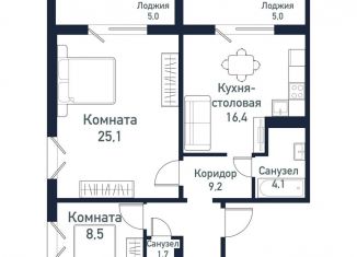 Продаю двухкомнатную квартиру, 65.2 м2, Челябинская область