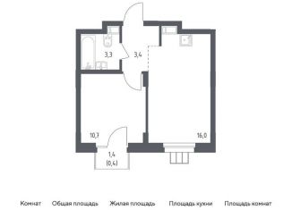 1-комнатная квартира на продажу, 33.8 м2, Московская область, жилой комплекс Люберцы 2020, к70