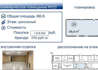 Продажа торговой площади, 66.6 м2, Липецкая область, улица Льва Толстого, 22