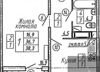 Продается 1-ком. квартира, 38.3 м2, Воронежская область