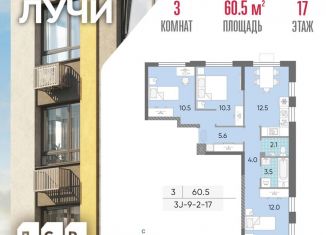 Продажа 3-комнатной квартиры, 60.5 м2, Москва, метро Новопеределкино