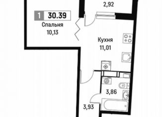 Продается 1-ком. квартира, 30.4 м2, Мурино, ЖК Авиатор, проспект Авиаторов Балтики, 25