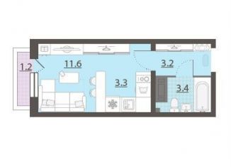 Квартира на продажу студия, 21.9 м2, Екатеринбург, Верх-Исетский район, улица Зелёный Остров, 14