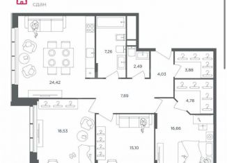 Продается трехкомнатная квартира, 93 м2, Москва, Шмитовский проезд, 39с5, Шмитовский проезд