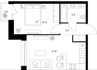Продается 1-комнатная квартира, 38.1 м2, Санкт-Петербург, метро Приморская