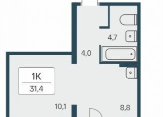 Однокомнатная квартира на продажу, 31.4 м2, Новосибирск, Кировский район, улица Сибиряков-Гвардейцев, 53/7
