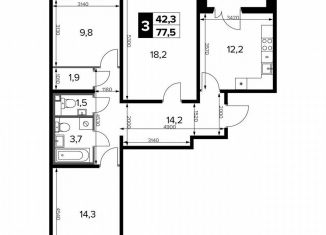 Продажа трехкомнатной квартиры, 77.9 м2, Москва, Ленинградское шоссе, 228к6, САО