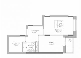 Продается 2-комнатная квартира, 49.1 м2, Липецк, Московская улица, 155, ЖК Приоритет