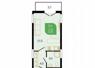 Продажа квартиры студии, 27 м2, Сочи, улица Искры, 66/9к1, ЖК Флора