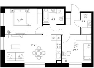 Продажа 2-комнатной квартиры, 58.3 м2, Санкт-Петербург, метро Приморская