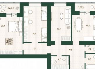 Продается 3-комнатная квартира, 89.1 м2, поселок городского типа Стройкерамика, улица Олега Пешкова