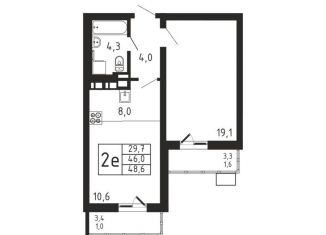 Продам однокомнатную квартиру, 48.6 м2, деревня Пирогово, ЖК Пироговская Ривьера