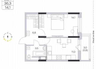 Продажа 1-ком. квартиры, 36.3 м2, деревня Пирогово, ЖК Пироговская Ривьера, улица Ильинского, 8