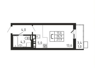 Продажа квартиры студии, 27.9 м2, деревня Пирогово, ЖК Пироговская Ривьера