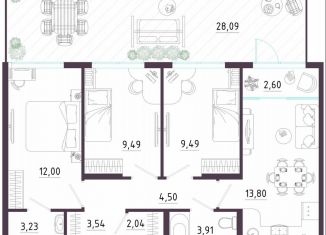 3-комнатная квартира на продажу, 92.7 м2, Тула, Пряничная улица, 9