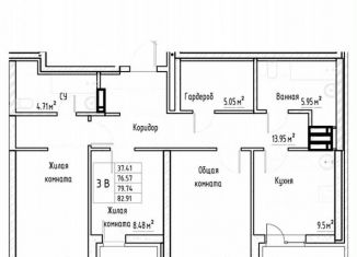 Продаю трехкомнатную квартиру, 76.6 м2, Ростов-на-Дону