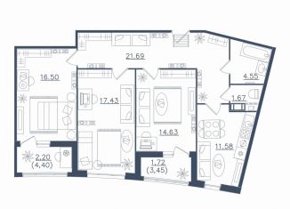 Продам 3-комнатную квартиру, 92 м2, Сестрорецк