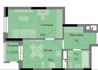 Продажа 1-комнатной квартиры, 34.8 м2, Удмуртия