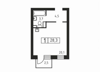 Продам квартиру студию, 28.3 м2, деревня Скотное, Вересковая улица, 1к1