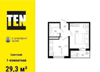 Продам однокомнатную квартиру, 29.3 м2, Ростов-на-Дону, ЖК Пятый Элемент