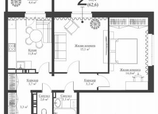 Продается двухкомнатная квартира, 60.4 м2, Зеленодольск