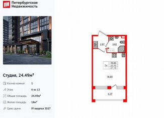 Продается квартира студия, 24.5 м2, Санкт-Петербург, метро Звёздная
