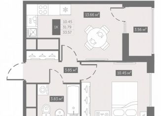 Продается однокомнатная квартира, 33.6 м2, посёлок Шушары