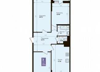 3-комнатная квартира на продажу, 89.9 м2, Краснодар, Константиновская улица, 5, микрорайон Плодородный-2