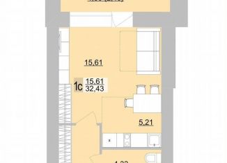 Продажа квартиры студии, 32.4 м2, Берёзовский, улица Загвозкина, 56