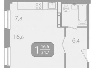 Продаю 1-комнатную квартиру, 34.7 м2, Томск, улица Юрия Ковалёва, 47, Октябрьский район