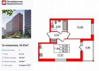 Продаю 1-комнатную квартиру, 36 м2, Ленинградская область
