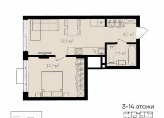 Продаю 2-комнатную квартиру, 41.4 м2, Челябинск